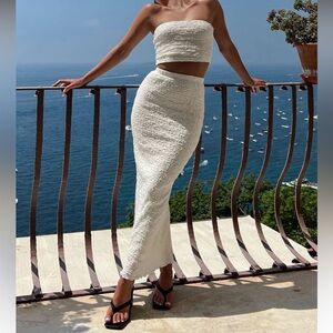 Princess Polly Martha Set size 4 white two piece skirt set